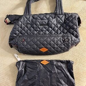 MZ Wallace Quilted Black Tote with Matching Pouch